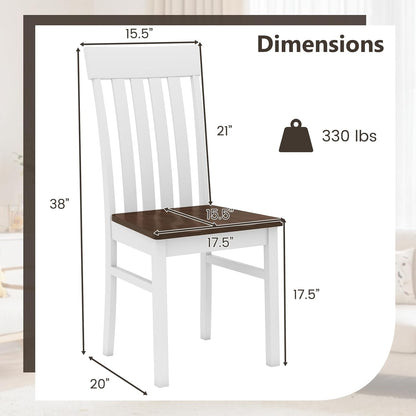 Giantex Wooden Dining Chairs Set of 2, Farmhouse Kitchen Chair with Hollowed Backrests & Rubber Wood Seats, Rustic Wood Side Chairs for Home Living Room Restaurant