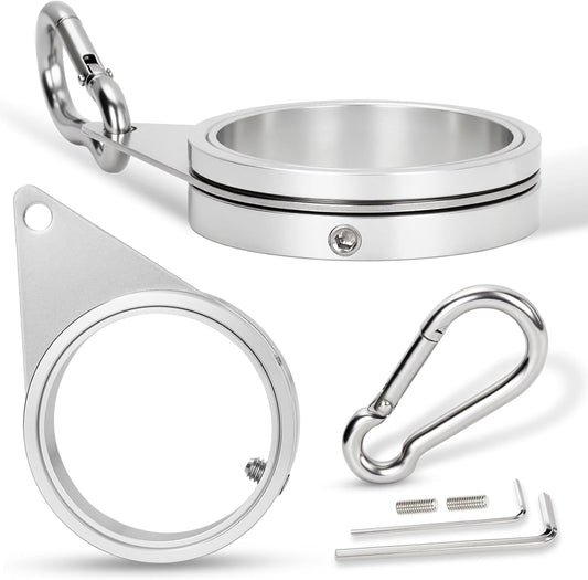 2" Large Flag Pole Rings, 2 Pcs Aluminum Alloy Spinning Flag Pole Ring Clips Swivels, 360° Rotating Anti Wrap Flagpole Ring Hardware with Stainless Steel Carabiners for 1.6-2" Diameter