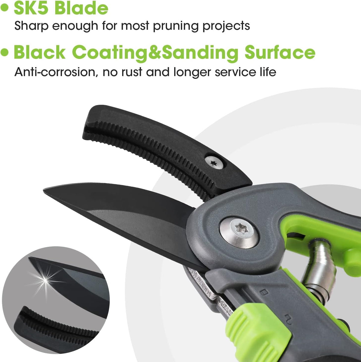WORKPRO Anvil Pruning Shears, 8’’ Professional Gardening Hand Pruner with SK5 Steel Sharp Blades, Ideal Gardening Tool for Cutting and Trimming, Green