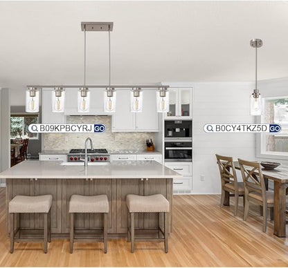 Pendant Light Fixture in Brushed Nickel Finish, 1-Light Modern Hanging Lighting Over Table, Adjustable Kitchen Island Lighting for Hallway Bedroom Office Bar Farmhouse