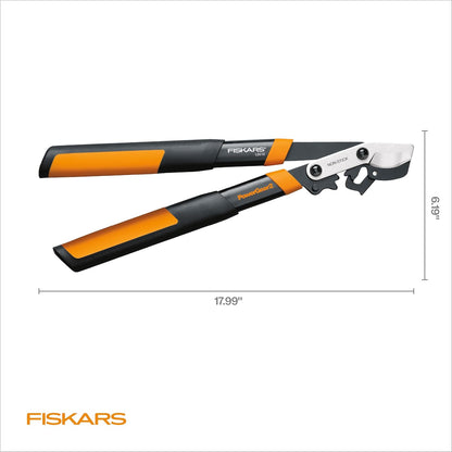 Fiskars 18-Inch Loppers for Tree Trimming, Heavy Duty, Sharp Bypass Steel Blade Tree Branch Cutter up to 1.5-Inch Diameter Cut Capacity, PowerGear2 Technology Multiplies Power, Hand Loppers