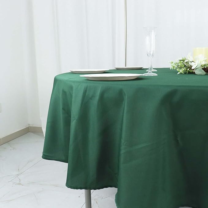 Efavormart Round Tablecloth, 90 Inch Stain & Wrinkle Resistant Washable Table Cloth, Decorative Polyester Fabric Table Cover for Banquet, Wedding, Dining- Hunter Green