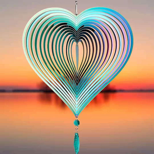 Wind Spinner, Hanging Wind Sculptures,Wind Spinners for Yard and Garden Decor,Yard Decorations Outdoor,Hanging Art Ornaments for Garden Yard Balcony Decor (Rainbow Heart)