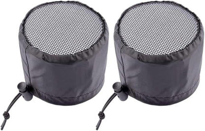2 Pack Grow Tent Vent Duct Filter Covers with Elastic Band and Fixed Buckles, Silver-Coated Oxford and Mesh Cloth for Plant Greenhouses, Fits 4in 6in 8in Openings, Black(4in)