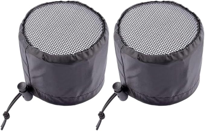 2 Pack Grow Tent Vent Duct Filter Covers with Elastic Band and Fixed Buckles, Silver-Coated Oxford and Mesh Cloth for Plant Greenhouses, Fits 4in 6in 8in Openings, Black(6in)