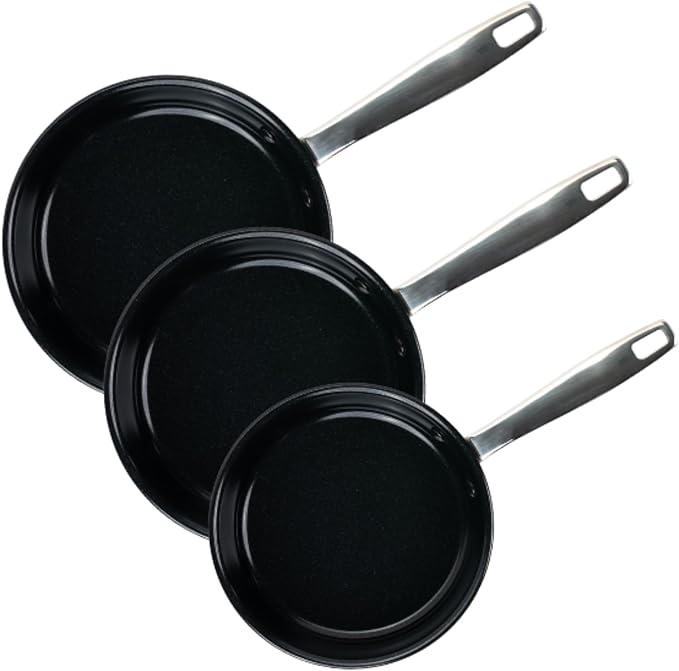 Alva Maestro 3-Piece Ceramic Nonstick Frying Pan Set (8", 9.5", 11") – PFAS/PFOA/PTFE-Free, Healthy & Toxin-Free – Induction & Oven Safe, Scratch-Resistant, Superior Heat Distribution