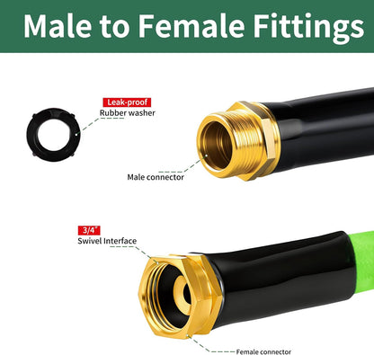 Garden Hose 25 FT,Non-Expanding,10 Functional Nozzles,Garden Hose Anti-Kink,Heavy Duty Flexible Water Hose 25 FT,Suitable for Outdoor,Yard, Lawn, Car Washing and Other Scenes. (green, 25ft)