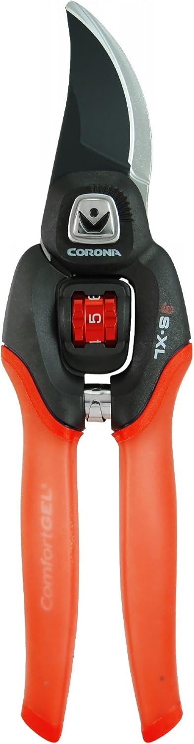 Corona Clipper BP 4214D Flex Dial Bypass Pruner With Comfort Gel Grips, 3/4 Inch, Red/Black