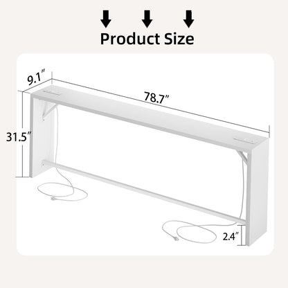 TIQLAB Sofa Table, 79''L x 9.1''W (1.2'' Thickness) Long Console Table Behind Couch, Entryway Table with Angled Metal Frame, Industrial Console Table, White