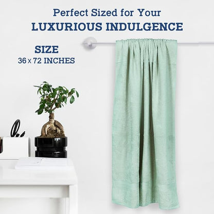 Casa Lino Bath Sheets Set Extra Large - 100% Cotton Extra Large Bath Towels - Highly Absorbent & Quick Dry Oversized Towels for Adults - 60" x 30" - Pack of 2 - (Light Sage Green)