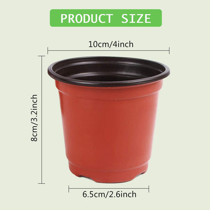 Augshy 220 Pcs 4 Inch Plastic Plant Nursery Pots Seed Starting Pots Containers with 300 Labels for Succulent Seedling Cutting Transplanting