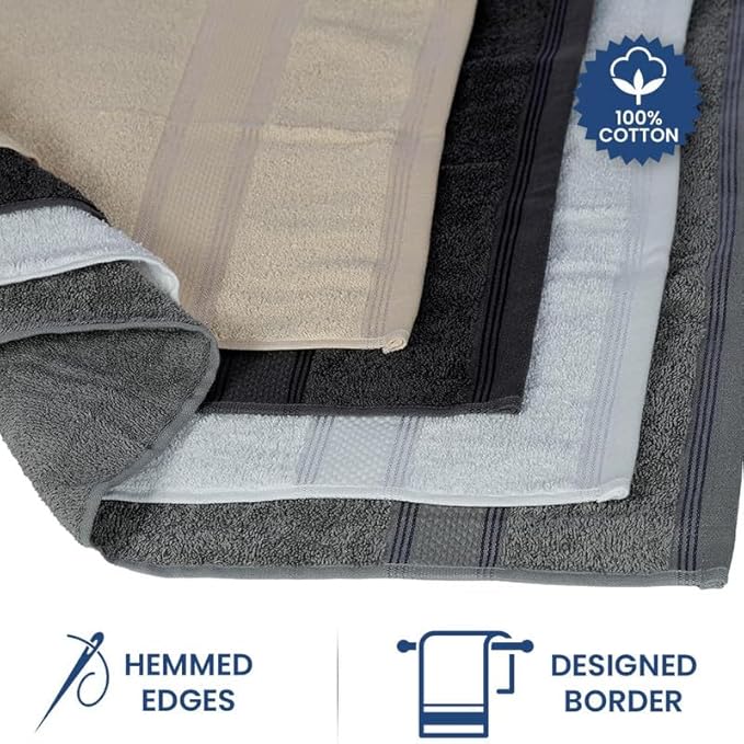 Casa Lino 4 Pack Bath Towels (27x54), 100% Pure Cotton, Luxury Bath Towels, Lightweight & Highly Absorbent, Quick Drying Towels for Bathroom, for Daily Use Bathroom, Multicolor 1