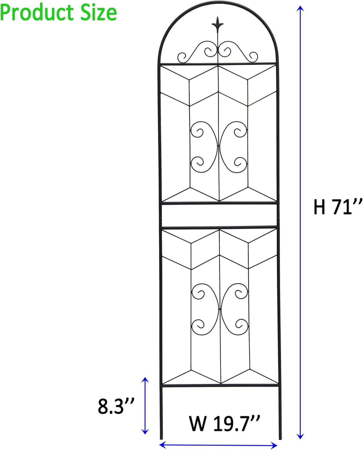 4 Pack 71x20in Garden Trellises with Black Metal Coating, Trellis for Climbing Plants Outdoor, Roses, Vines, Flowers, and Vegetables.
