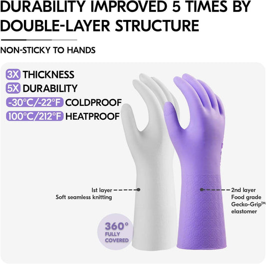 Vgo... Extra Long Gardening Gloves,Double-layer,Waterproof,Slip-Resistant,Chemical-Resistant Glove for Gardening,Outdoor Work(TP1117)