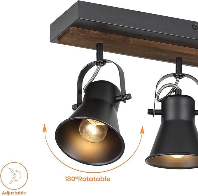 SEEBLEN 6-Light Track Light Fixtures Ceiling/Wall Mount, Adjustable Spotlight, Industrial Black Kitchen Lighting for Living Room, Dining Room, Hallway, Bathroom