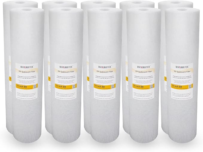 Max Water 5 Micron 20 x 4.5 Sediment Filter 20 inch Whole House BB Water Filteration System Replacement Compatible Cartridge DGD-5005-20, FP25B, AP810-6, FPMB5-20, P5-20, 155358-43, SDC-45-2005