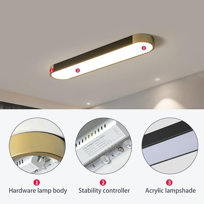 Tioolo Modern Ceiling Light, Acrylic Linear Ceiling Lamp, Dimmable LED Ceiling Light Fixture with Remote Control, Kitchen Dining Living Room Cloakroom Hallway Lighting (36W/27.5in L)