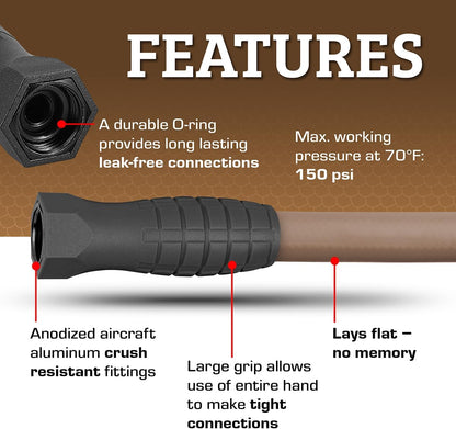 Flexzilla Colors SwivelGrip Garden Hose 5/8 in. x 5 ft., Lightweight All-Weather Water Hose, Durable and Flexible, Leak-Free Connections, Brown Mulch