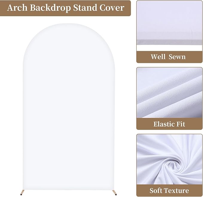 Metal Arch Backdrop Stand and Cover Set, 8FT, 6.6FT Party Backdrop, Easy to Assemble, Backdrop Stand for Parties, Birthday, Baby Shower