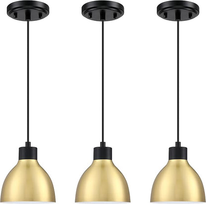 3 Pack 1 Light Industrial Hanging Indoor 6" Mini Kitchen Island Pendant Ceiling Light Fixtures,Black Brushed Bronze Finish for Bar Dining Room Corridor Living Room