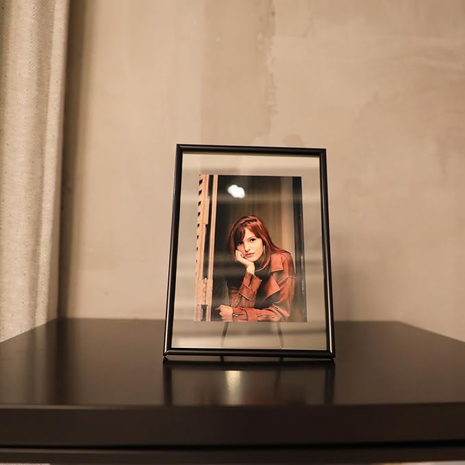 Black Floating Frame (5"x7",Vertical) with Romantic Heart, For Picture Sizes 4x6,3x5, 2x3, Tabletop Shelf Photo Frame, Classy Gift For Festival, Home or Wedding…