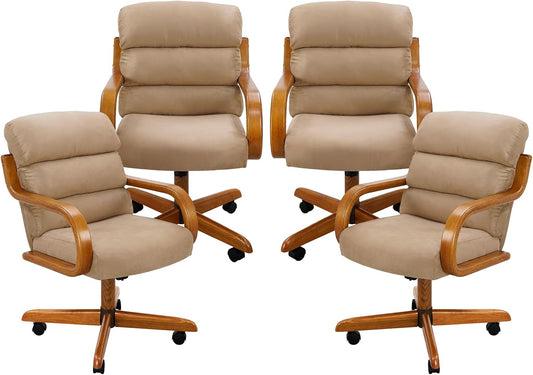 Chromcraft Douglas D9550 Swivel-Tilt Dining Chair - Chestnut - MAJ6-4pc | Casual Dining Chair Caster Ultra Comfortable Fabric Kitchen Chair with Rolling Wheels for Home Kitchen