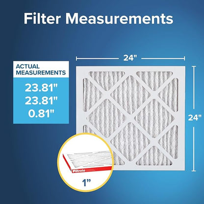 Filtrete 24x24x1, AC Furnace Air Filter MPR 1 MERV 11, Pleated, Allergen Defense, 2-Pack (Exact Dimensions 23.81 x 23.81 x .81)