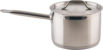 Winco Heavy-Duty Stainless Steel Sauce Pan with Cover, 4.5 Quart