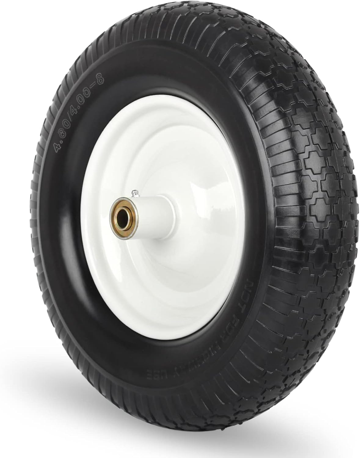 4.80/4.00-8" Flat-Free Tire and Wheel 16" Solid Wheelbarrow Tire, 6" Centered Hub, 5/8" Axle Bore Hole for Wheel Barrow Garden Utility Cart Replacement