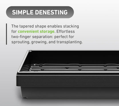 10x20 Inch Black Plastic 25 Pack Plant Propagation Tray – Growing Trays for Garden, Planting, Seedling, Soil & Hydroponic Horticulture - Microgreen Trays Grow Plants - No Drain Holes