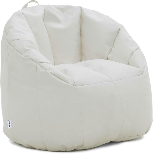 Big Joe Milano Outdoor Beanbag Chair White Marine | Polystyrene Bean Filled, Refillable, Vinyl, UV-Protected, Weather-Resistant, Fade-Proof Fabric