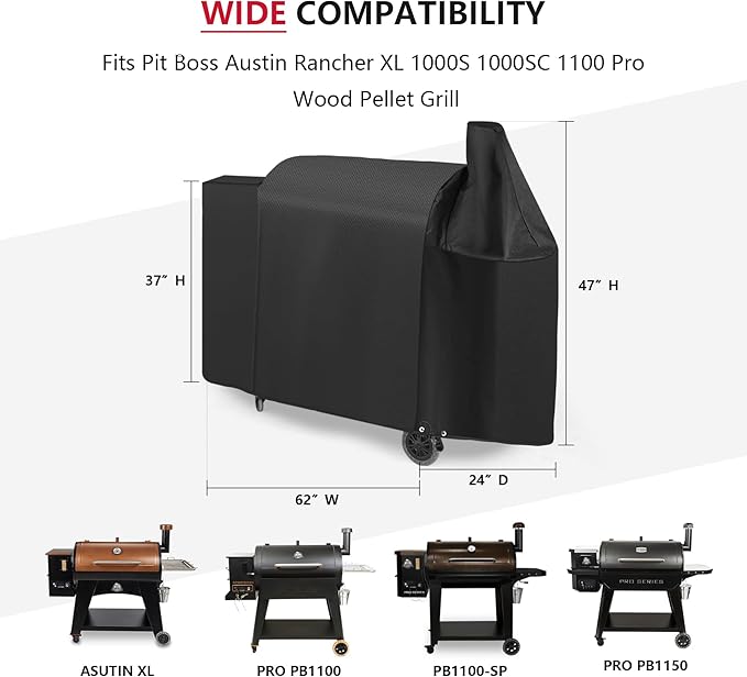 Grill Cover for Pit Boss Austin XL,Rancher XL,1000/1100/1150 Series,Z Grill 1000 Series,All-Weather Outdoor Heavy Duty 600D Waterproof Pitboss Smoker Cover for 1000SC,1000Sq,1000SC2 Pellet Grill,Black
