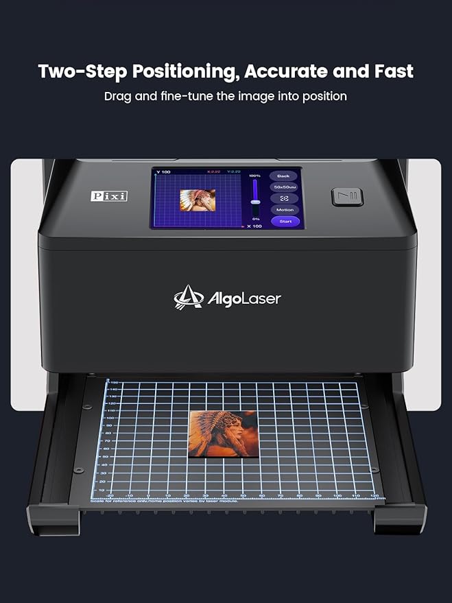 AlgoLaser 10W Portable Laser Engraver Machine: Smart Laser Engraver/Cutter with 3.5" Touchscreen & 2.0 AlgoOS System - Hand Draw/Wireless Transmission/Offline - Laser Engraving for Wood,Metal,Glass