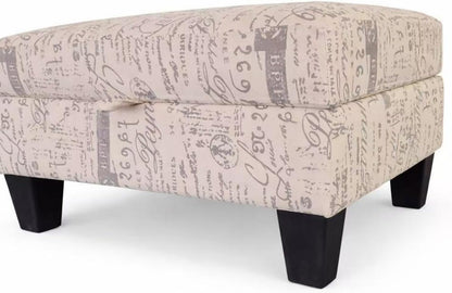 Linen Upholstered Storage Ottoman