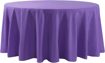 108 inch Round Tablecloth Washable Polyester Table Cloth Decorative Table Cover for Wedding Party Dining Banquet（108 inch,Purple）