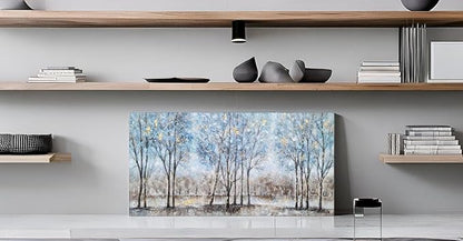 NdcSkyArt Forest Canvas Wall Art - Hand Painted Textured Abstract Tree Paintings with Gold Foil for Modern Décor