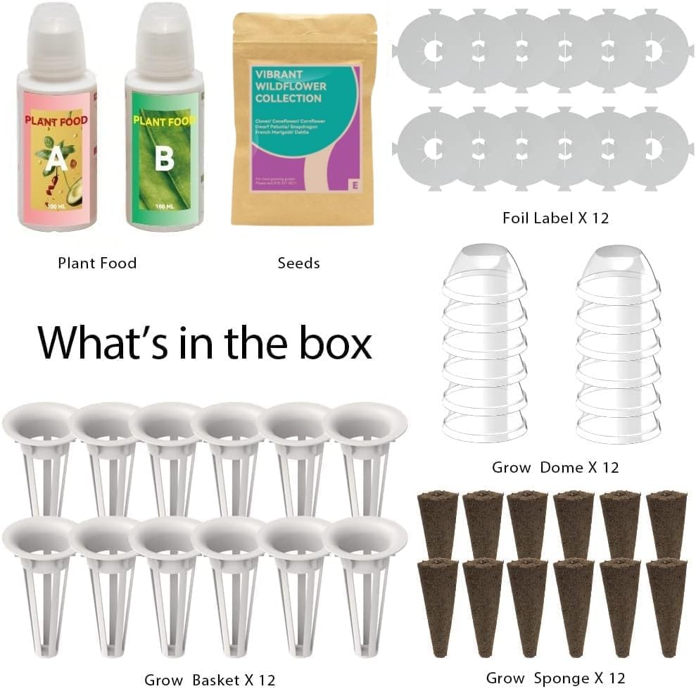 inbloom Flower Seed Pod Kit for AeroGarden, iDoo, Ahopegarden, GARDENCUBE, MUFGA Hydroponics, 12 Pods (350+ Seeds with Coneflower, Petunia, Snapdragon, French Marigold, Dahlia)