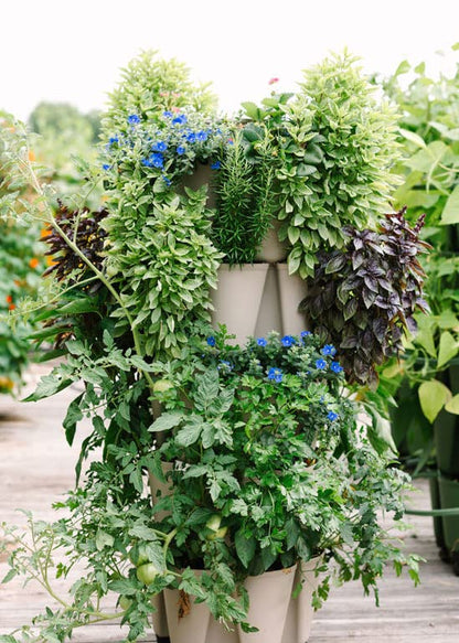 Greenstalk Patented Large 5 Tier Vertical Garden Planter with Patented Internal Watering System Great for Growing a Variety of Strawberries, Vegetables, Herbs, & Flowers (Stunning Stone)
