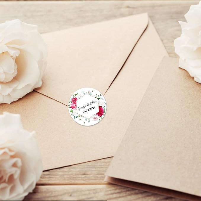 250 Pack Custom Stickers Personalized Labels for Business Logo Customized Vinyl Wedding Favors Birthday Baby Bridal Shower Make Your Own 1 Inch-10 Inch,lable-flower250