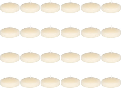 Mega Candles 24 pcs Unscented Ivory Floating Candles, Hand Poured Wax Candle 3 Inch Diameter, Home Décor, Wedding Receptions, Occasions, Festivities, Events, Meditations, Tranquility, Spa
