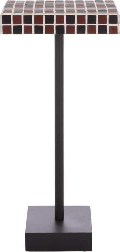 SAFAVIEH Home Collection - Satomi Accent Table with Bordeaux Mosaic Tile Inlay & Black Iron Base, Modern Side Table, Fully Assembled (ACC3230C)