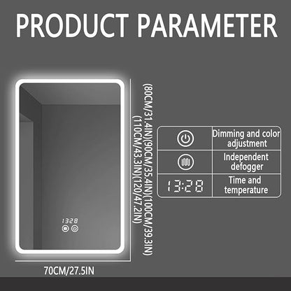 Backlit LED Illuminated Bathroom Mirror with LED Lights, Lighted Bathroom Makeup Wall Mounted Mirror with Demister Pad, Sensor Touch Switch, Horizontal/Vertical(H70*W80CM/H27.5*W31.4IN)