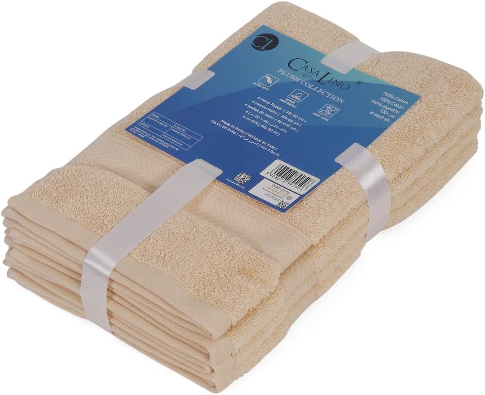 Casa Lino 4 Pack Hand Towels for Bathroom, 18"x28", 100% Cotton, Ultra Soft & Highly Absorbent, Premium Luxury Towels for Gym, Shower, Hotel, New Apartment Essentials, Linen