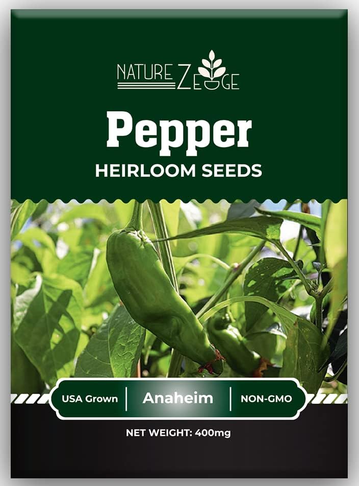 Sweet Pepper Seeds for Planting, Sweet Banana Pepper Seeds, Pepperoncini, Sweet Cherry Pepper Seeds, California Wonder Bell Pepper, and Anaheim, Heirloom Pepper Seed Assortment, Non-GMO