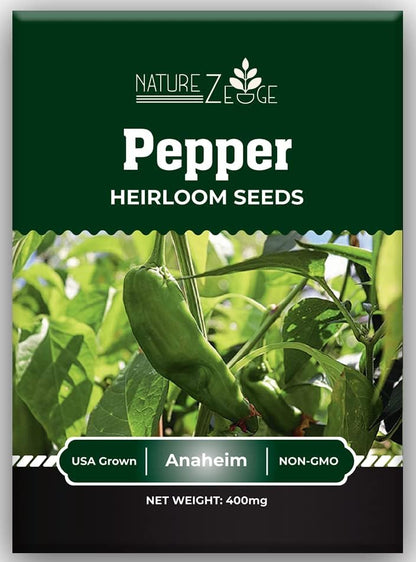 Sweet Pepper Seeds for Planting, Sweet Banana Pepper Seeds, Pepperoncini, Sweet Cherry Pepper Seeds, California Wonder Bell Pepper, and Anaheim, Heirloom Pepper Seed Assortment, Non-GMO