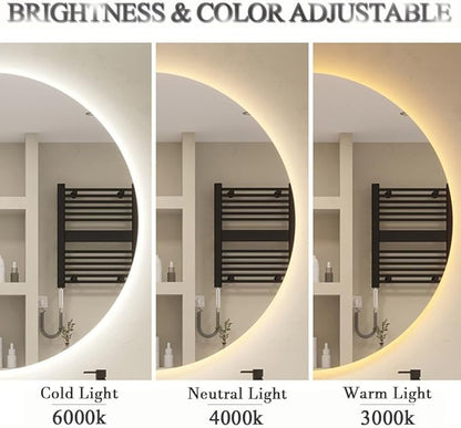 LTSRLL Frameless Illuminated LED Bathroom Wall Mirror with Touch, Demister Pad and Dimmable Lights & 3 Colors for Makeup Shaving and Bath Vanity IP44(Backlight,80cm/31.5in)