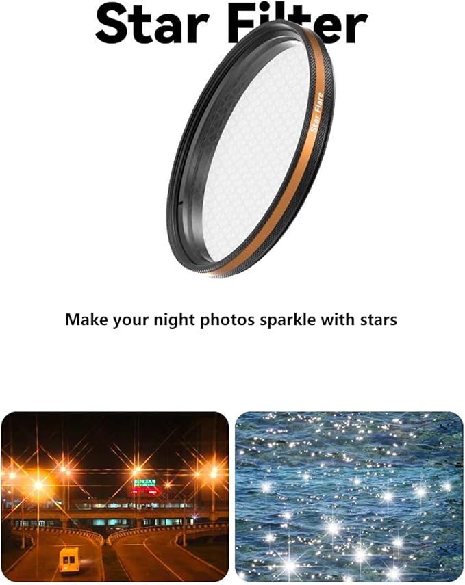 Fotorgear Camera Lens Filter,67mm Clip On Filters Professional Photography for Camera Lens, 67mm Universal Phone Polarizer Filter CPL ND Black Mist Gold Streak for iPhone Xiaomi Huawei(Gold Streak)