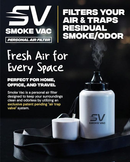 SmokeVac Handheld Personal Air Filter with 4-Layer Filtration & One-Way Check Valve – Portable Smoke & Odor Eliminator for Home, Car, Travel & Events (Pink)