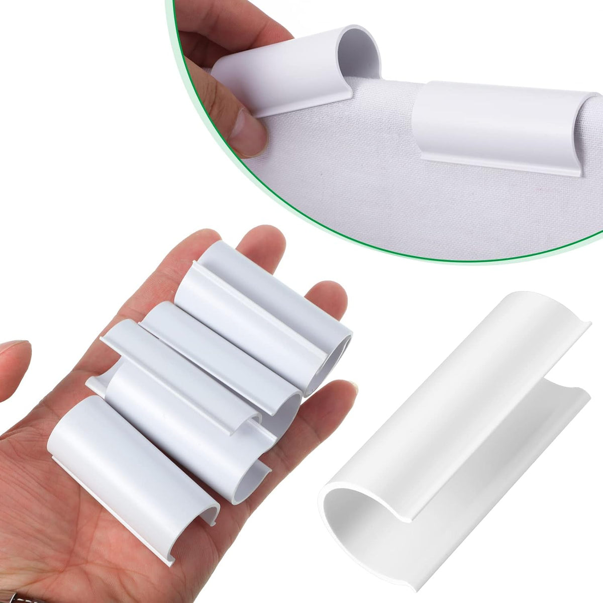Jetec 64 Pieces Pool Cover Clamps for Above Ground Pools PVC Pipe Clips for Greenhouses, Row Covers, Shelters, Bird Protection, 2.4 Inches Long(3/4 Inch,White)