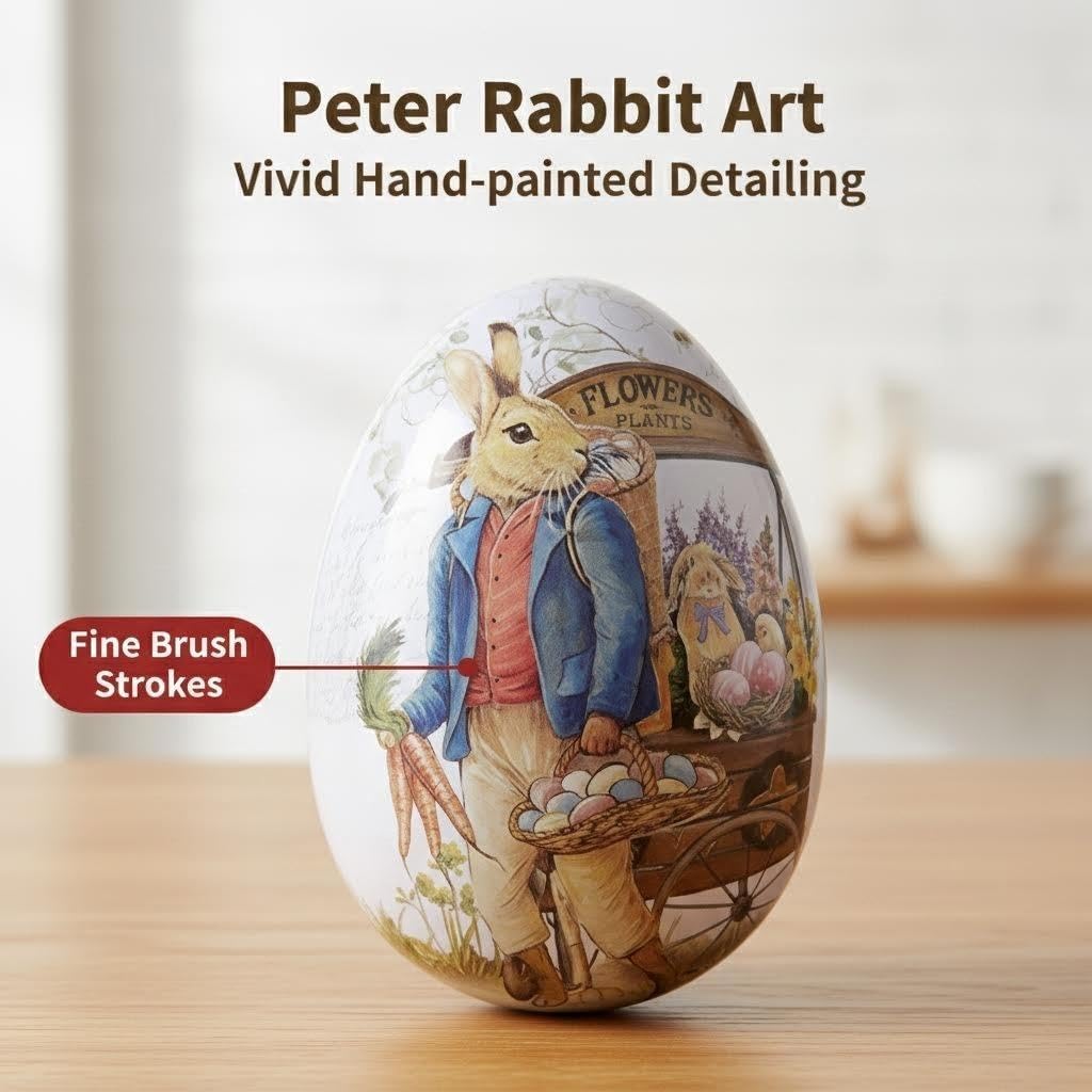 Small Easter Egg Shaped Tin - 2.5" Pocket-Sized Bunny Metal Egg, Mini Portable Pill & Trinket Case, Adorable Easter Party Favor